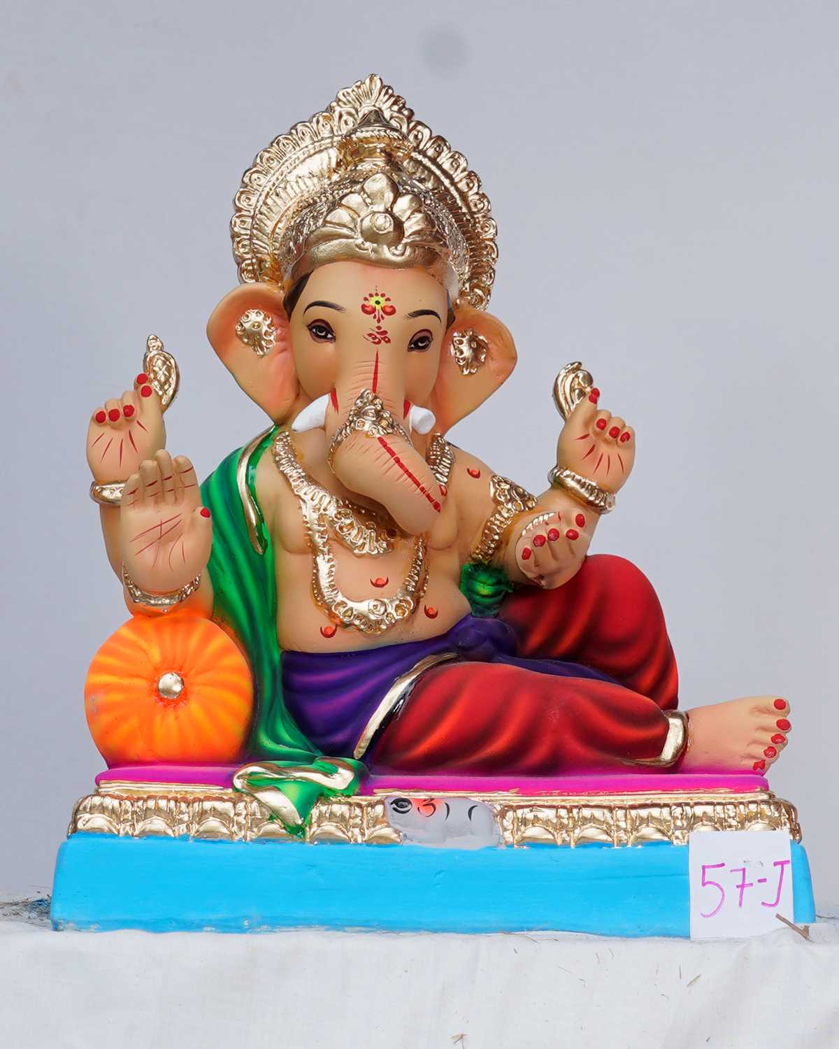 Ganpati Idol sitting in Vishnu Posture - Atharv Eco-friendly Ganesh Idols